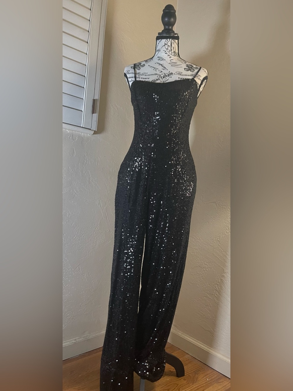 Steve Madden Sequin Wide Leg Jumpsuit Black XS NYE Event Glam
